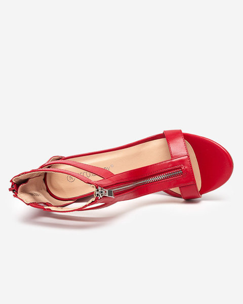 OUTLET Red women's sandals on a higher post Somatu - Shoes