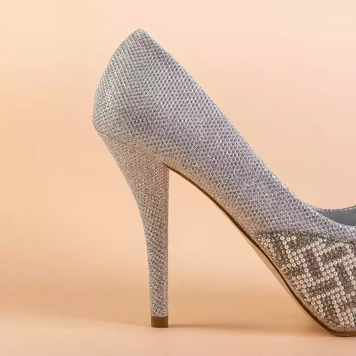 OUTLET Silver glitter stiletto pumps Cecile - Footwear