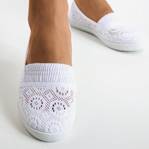 OUTLET White ballerinas made of Noremies - Footwear material