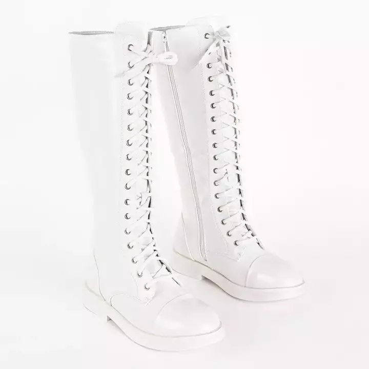 OUTLET White lace-up patent leather boots Tristessa - Footwear