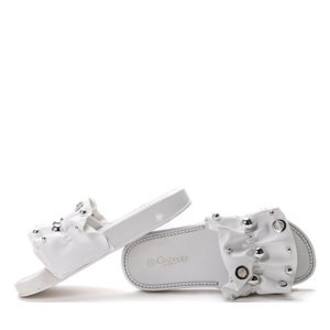 OUTLET White slippers with aubree silver balls - Footwear