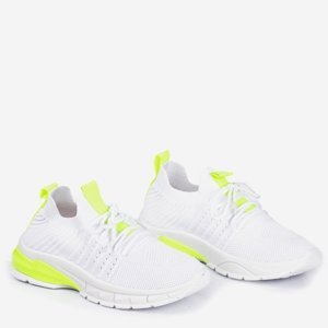 OUTLET White sports shoes with neon yellow Brighton inserts - Footwear
