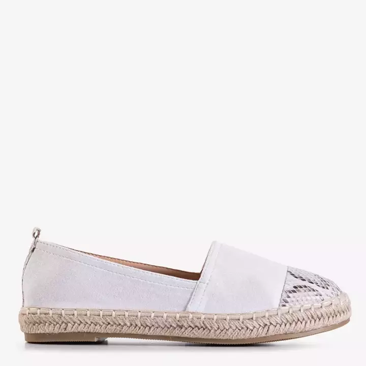 OUTLET White women's espadrilles with animal embossing Lenda - Footwear