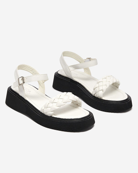 OUTLET White women's sandals on a thicker sole Usinos- Footwear