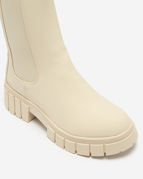 OUTLET Women's cream high boots insulated Otika - Footwear