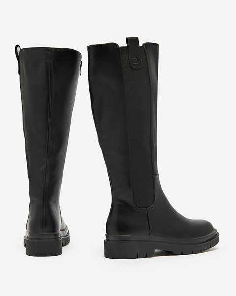 OUTLET Women's eco-leather knee-high boots in black color Orikas - Footwear
