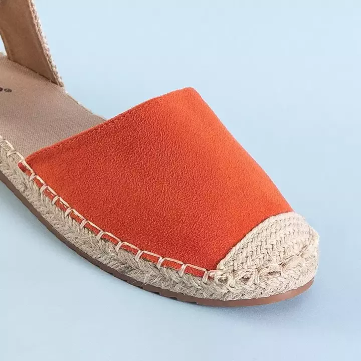 OUTLET Women's knotted espadrilles in orange Edola - Footwear