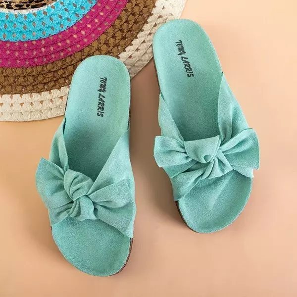 OUTLET Women's mint slippers with a bow Alanza - Footwear