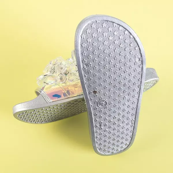 OUTLET Women's silver slippers with Halpasi stones - Footwear