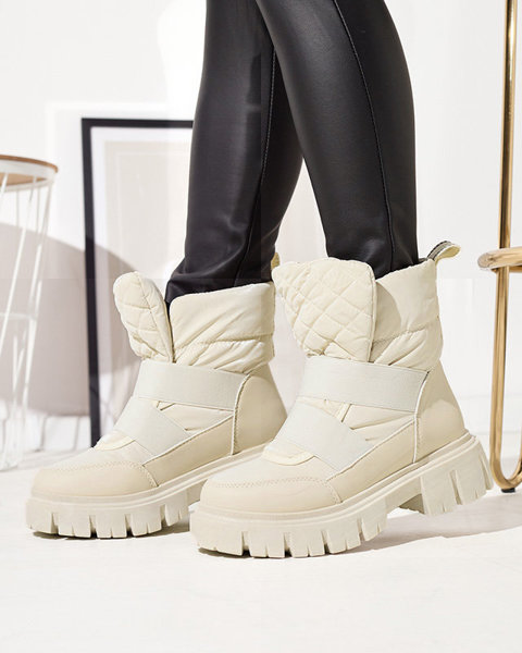 OUTLET Women's snow boots on a flat sole in beige Ferory- Footwear