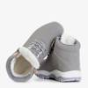 OUTLET Women's warm eco-leather hiking boots in gray Filis color - Footwear