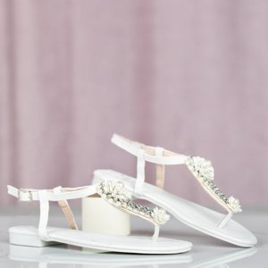 OUTLET Women's white flat sandals Slavitta - Footwear