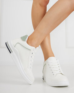 OUTLET Women's white-green sneakers with hidden anchor Uksy - Footwear