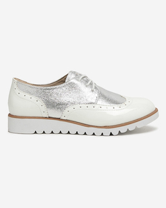 OUTLET Women's white shoes with glittery silver inserts Retinisa - Footwear