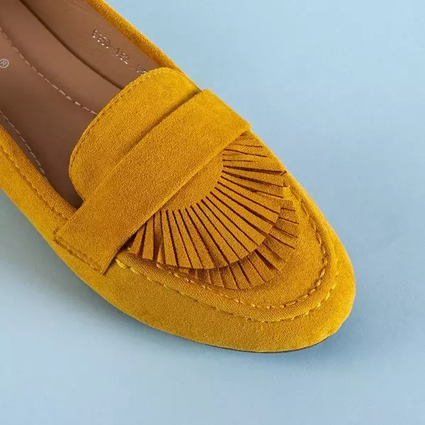OUTLET Yellow eco-suede loafers for women with Daiane fringes - Shoes