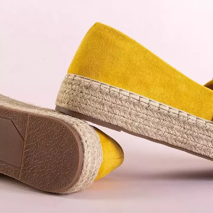 OUTLET Yellow women's platform espadrilles with crystals Fenenna - Footwear