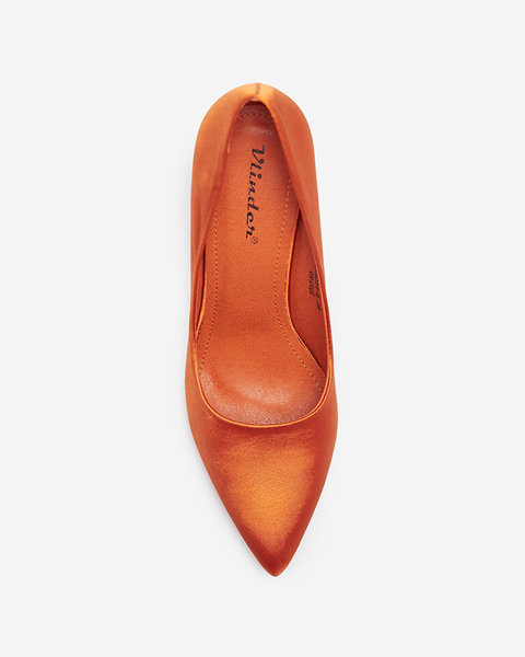 Orange women's satin pumps on a higher stiletto Norija - Footwear