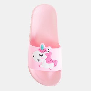 Pink children's slippers with Kayena ornament - Footwear