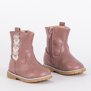Pink girls boots with a decorative upper Nokimi - Footwear