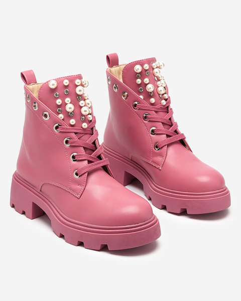 Pink women's boots with pearls Orilco - Footwear