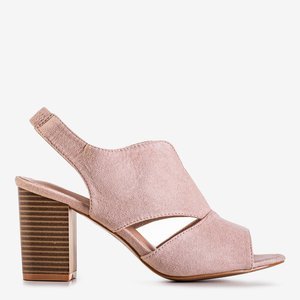 Pink women's eco-suede post sandals Luvenia - Footwear