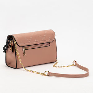 Pink women's handbag with a chain - Accessories