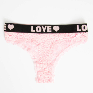 Pink women's lace thong - Underwear