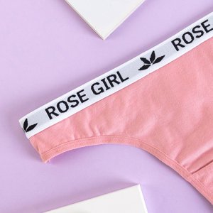 Pink women's thong with inscriptions - Underwear