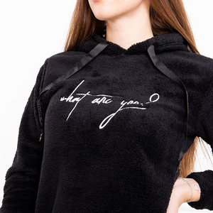 Plush black sweatshirt with the inscription - Clothing