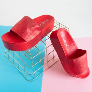 Red platform flip-flops with metallic strap Wenda - Footwear
