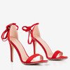 Red tied sandals on a high heel Taya - Footwear 1