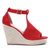 Red wedge sandals with openwork Fastina finish - Footwear 1