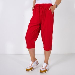 Red women's 3/4 length shorts with pockets - Clothing