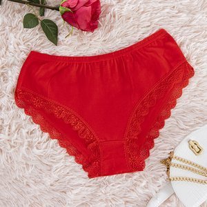 Red women's panties with lace PLUS SIZE - Underwear