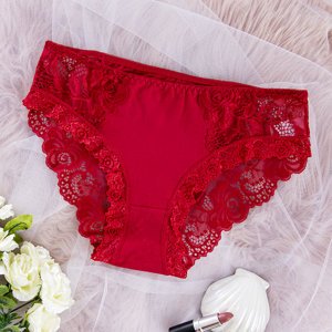 Red women's panties with lace - Underwear