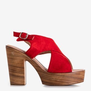 Red women's sandals on a high post Inga - Footwear