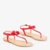 Red women's sandals with Begnetia ornaments - Footwear