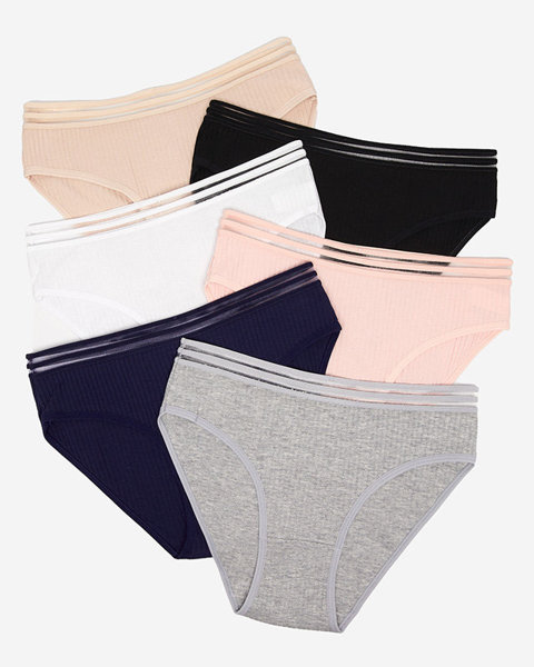 Set of cotton women's panties, striped 6 / pack - Underwear
