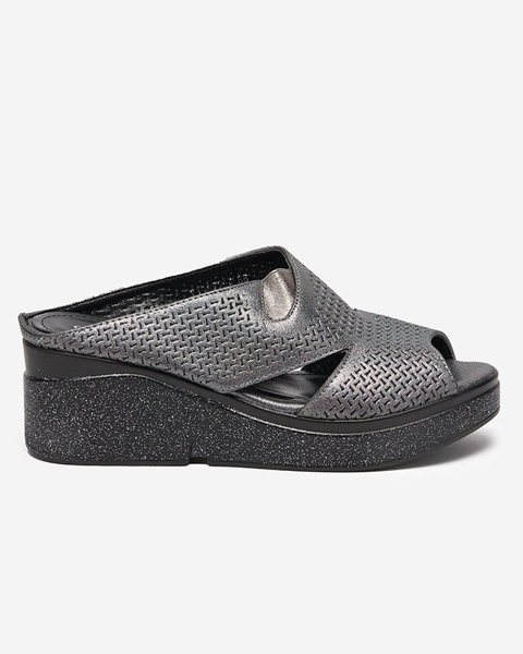 Shiny women's graphite-colored slippers Dosamis- Footwear