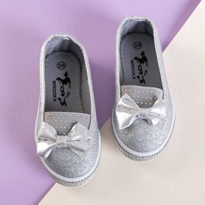 Silver children's glitter ballerinas with decoration Wolli - Footwear