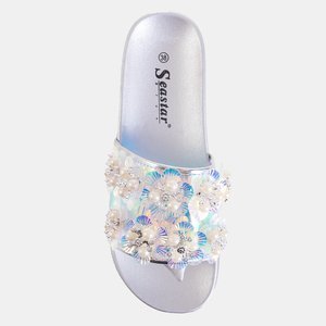 Silver women's platform sandals with Maurelle embellishments - Footwear