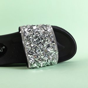 Silver women's platform sandals with cubic zirconias Lorenali - Footwear