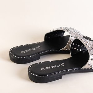 Silver women's sandals with Maurella studs and jets - Footwear