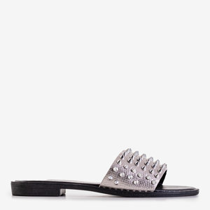 Silver women's sandals with Maurella studs and jets - Footwear