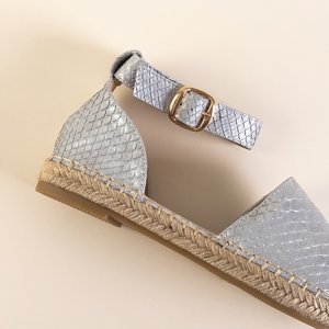 Silver women's sandals with animal embossing Domiel - Footwear