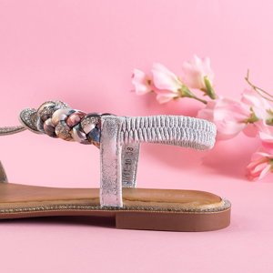 Silver women's sandals with zircons Eiluna - Footwear
