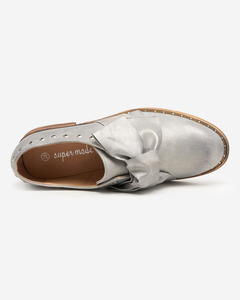 Silver women's shoes with Entera bow - Footwear