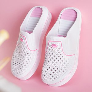 Sunsino White and Pink Rubber Pool Slippers - Footwear