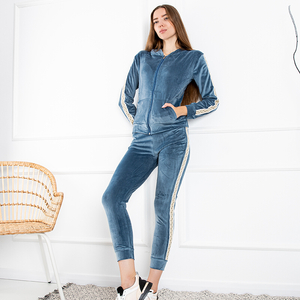 Velour tracksuit set in blue - Clothing