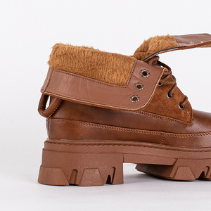 Warmed women's baggers in brown Emilla - Footwear